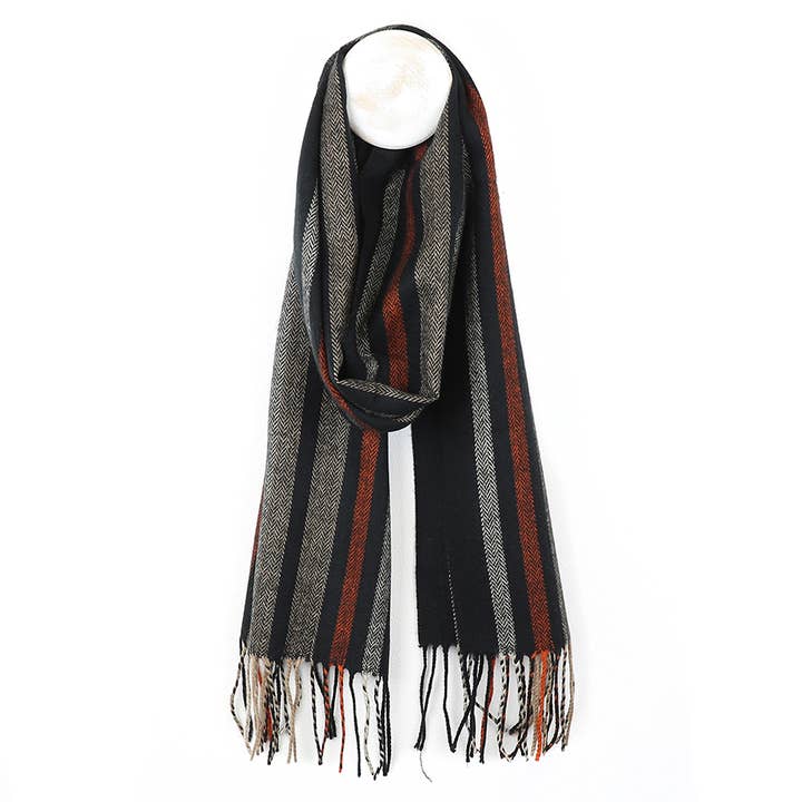 Écharpe à rayures en chevrons rouille pour homme pour la vente par Peace Of Mind