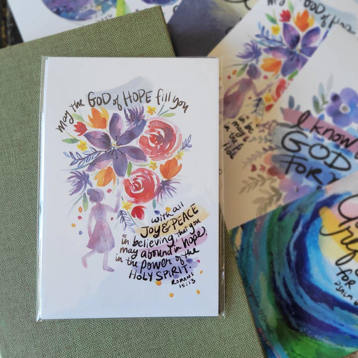 Juego de 5 Postales con Versículos Bíblicos: "Esperanza y Refugio" para venta al por mayor de Marydean Draws