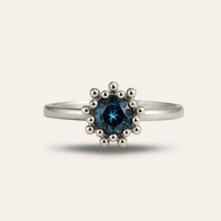 Mini Silver Zaria ring with barnacles and London Blue Topaz for wholesale by Dainty London