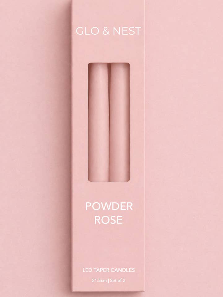 Set of 2 LED Taper Candles 21.5cm - Powder Rose for wholesale by GLO & NEST