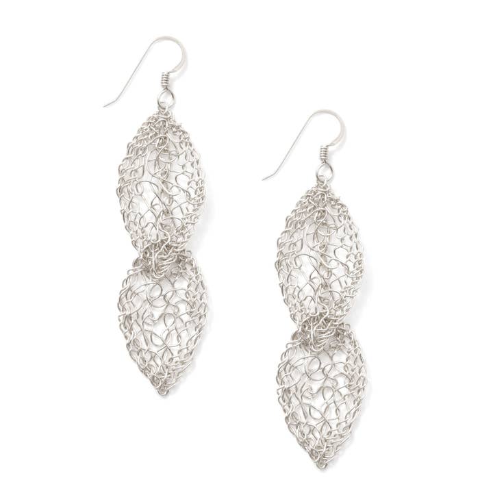 Sterling Silver Leaf Charm Earrings, Dangle Earrings for wholesale by MetaLace Jewelry