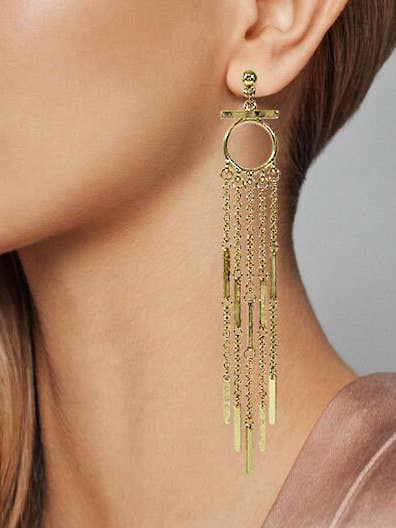 Metal Tassel Fringe Long Dangle Drop Earrings for wholesale by TheTizana