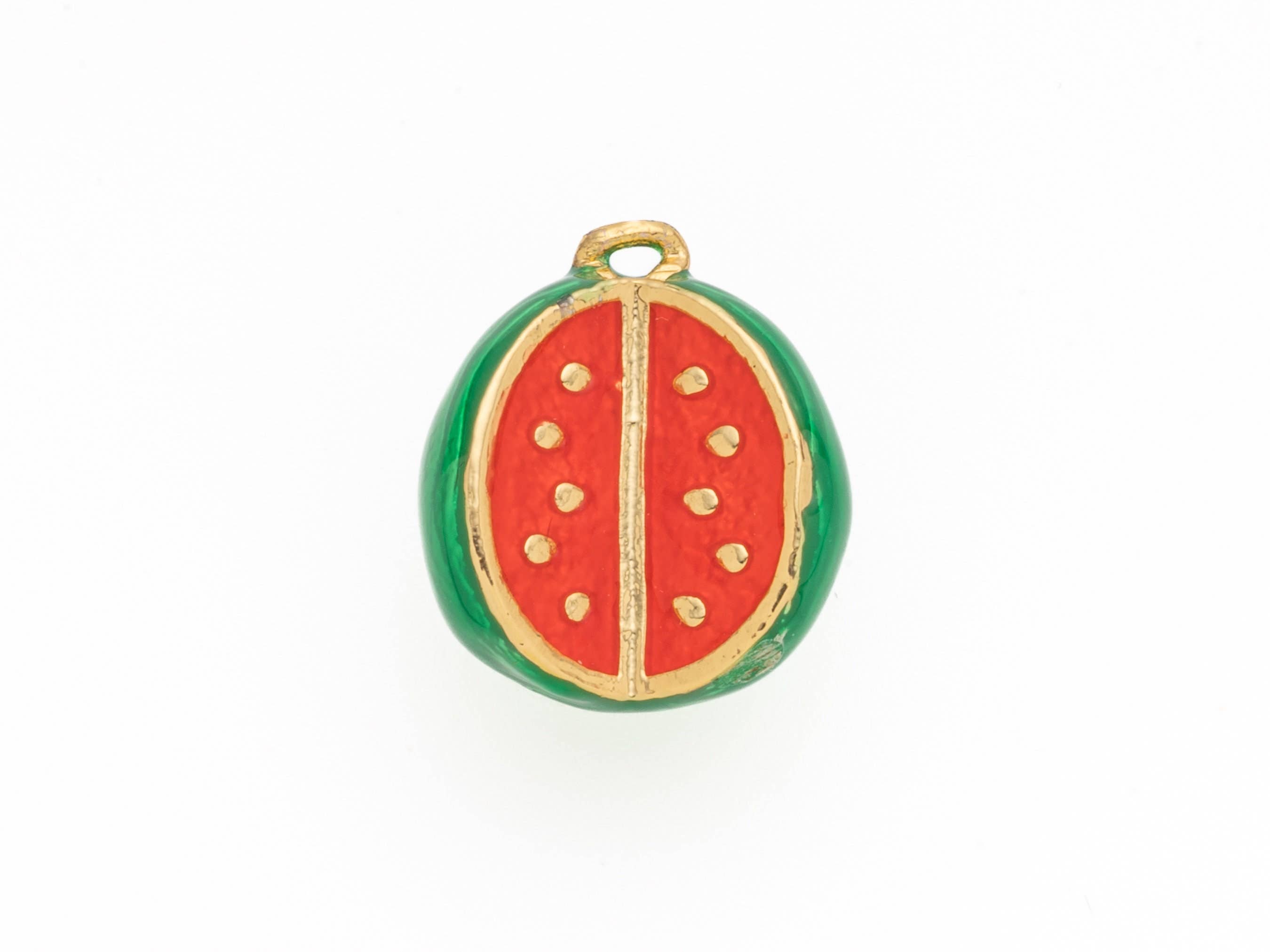 Jewel Pledge - Wholesale Individual Charm/Pendant - 18K Gold 3D Enamel Watermelon Charm Pendant CPG17441
