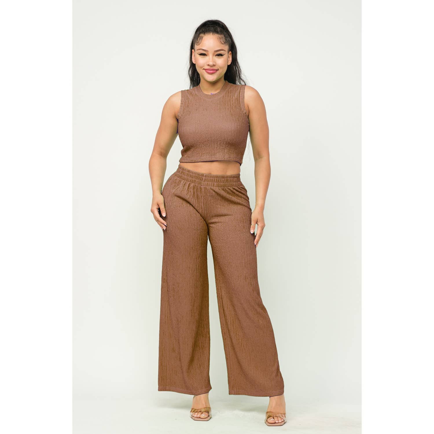 ITSSY - Wholesale Top & Pant Set (NOT Loungewear) - Women's - CROP TOP AND WIDE PANTS SET1