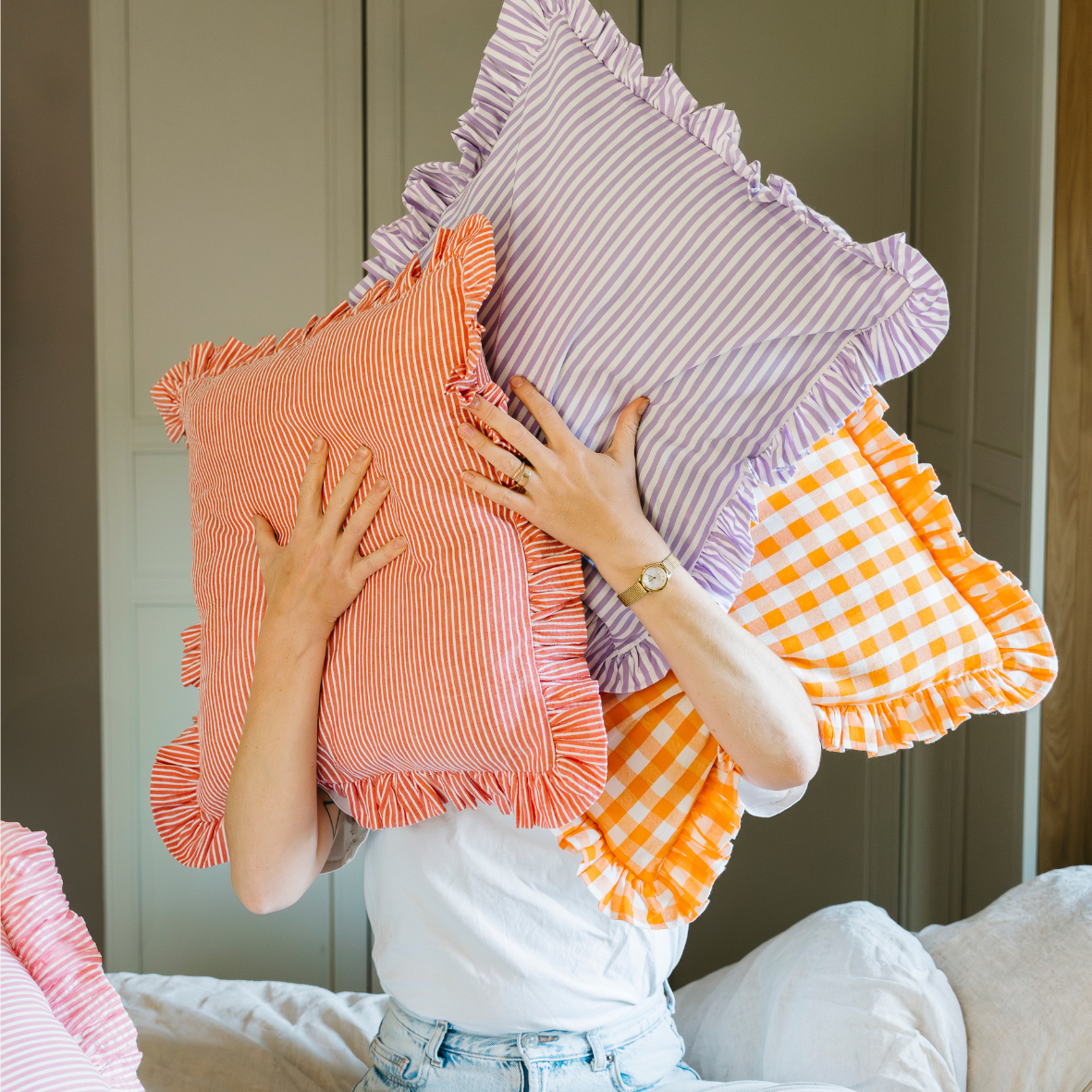 OMOM - Wholesale Throw/Decorative Pillow - OMOM Cushion Cover / Sofa Cushion in Organic Cotton - Ruffle3