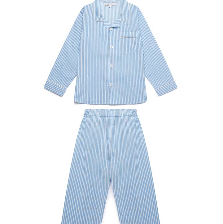 Commodities Trading (UK) Limited (Myza) - Wholesale Sleepwear Set - Kids - Kids' Organic Cotton Pyjama Trouser Set - Blue Stripe0