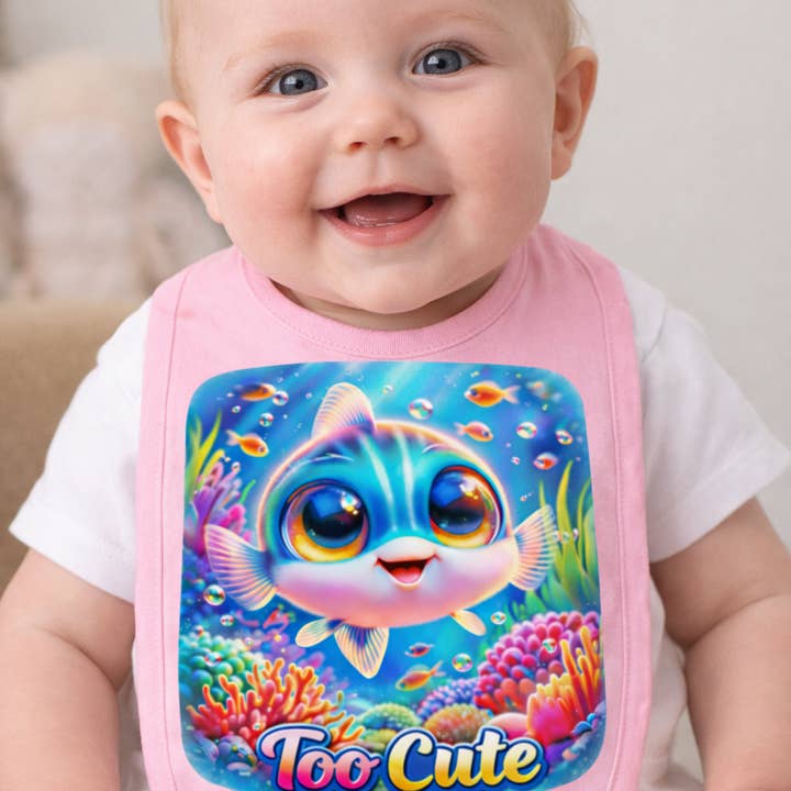 Too Cute To Be Ordinary Bib for wholesale by River Tide Apparel