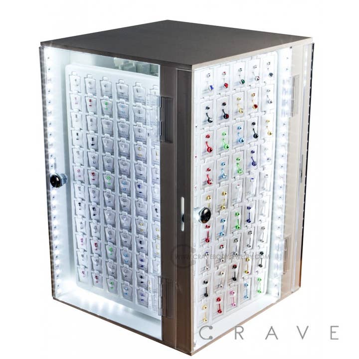 CRAVE BODY JEWELRY - Wholesale Display Case - 252 PCS BODY JEWELRY FOUR-SIDED TRAY LED CASE