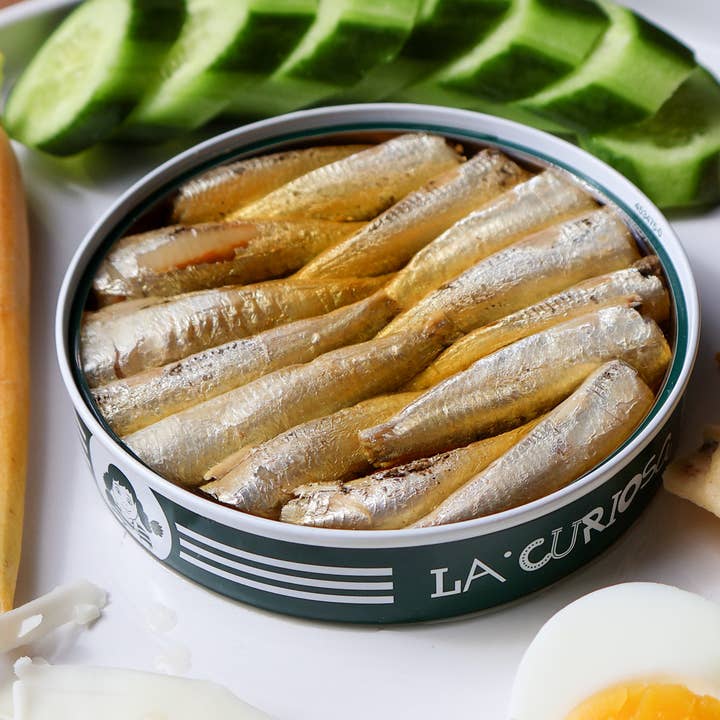 FishNook Tinned Seafood Co. - Wholesale Tinned Fish - La Curiosa Small Sardines w/ Padron in Olive Oil, 4.2oz1