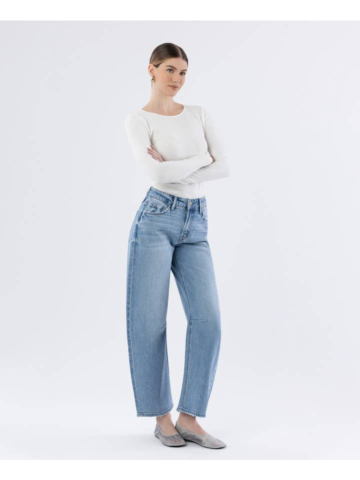 CHARM HIGH RISE WIDE BARREL JEANS T6802 for wholesale on Faire