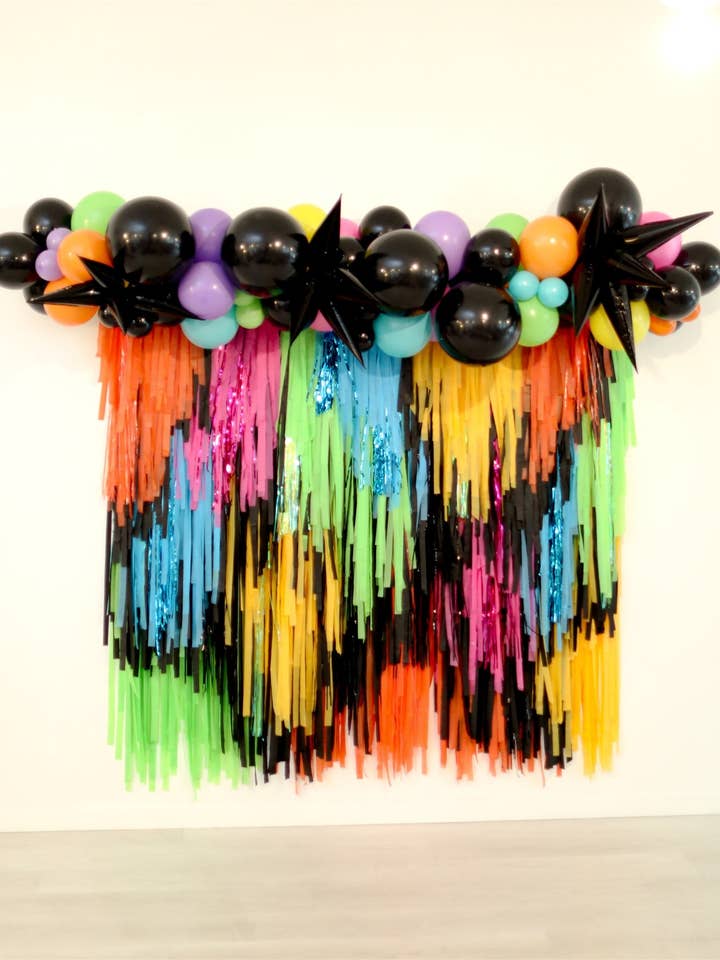 Neon Night Fringe Backdrop for wholesale by Oh My Darling Party Co