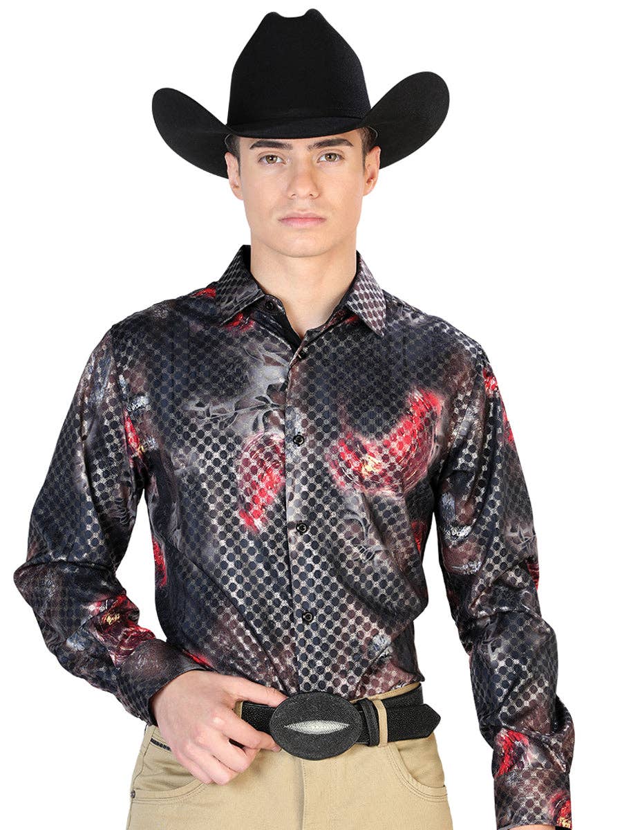 Conejo Western Wear - Wholesale Button Down Shirt - Men's - Black Casual Long Slee Shirt0