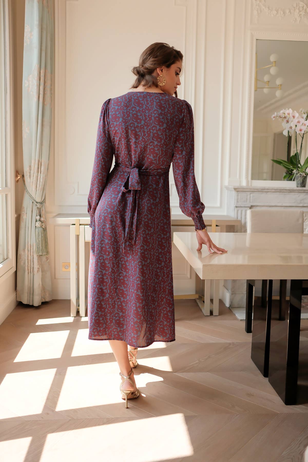 LOVIE & CO - Wholesale Dress - Women's - Floral long dress with bow at the back8