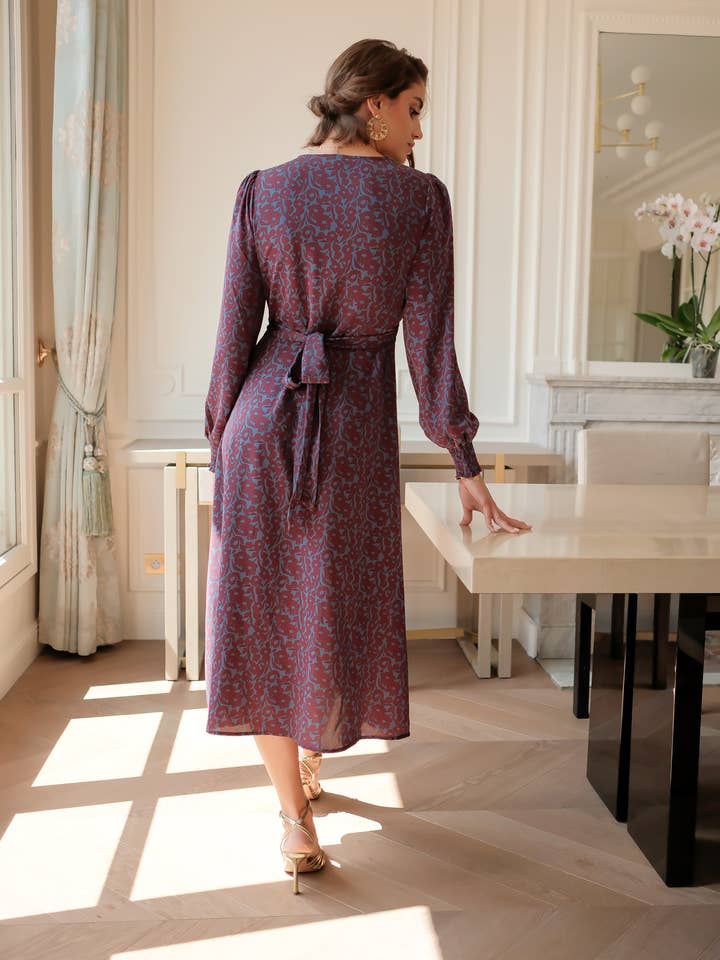 LOVIE & CO - Wholesale Dress - Women's - Floral long dress with bow at the back8