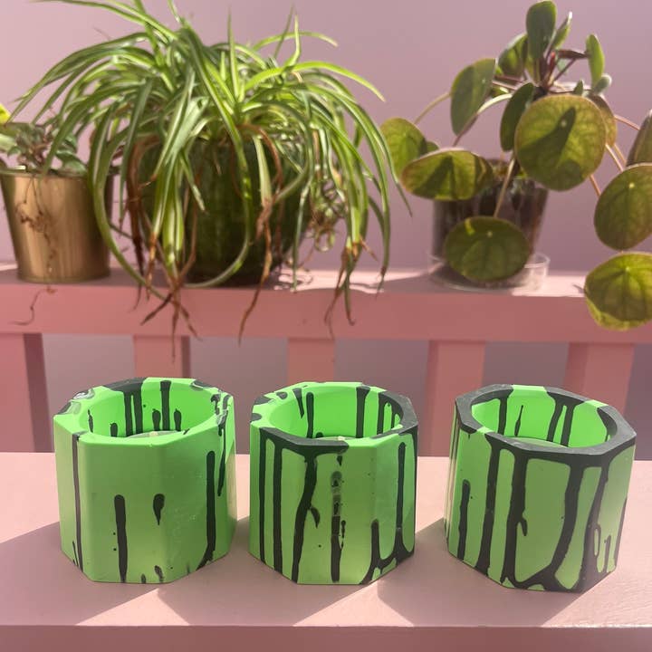 Telys sæt (3 stk) - Sort & Grøn Graffiti for engroshandel hos Made By Robyn