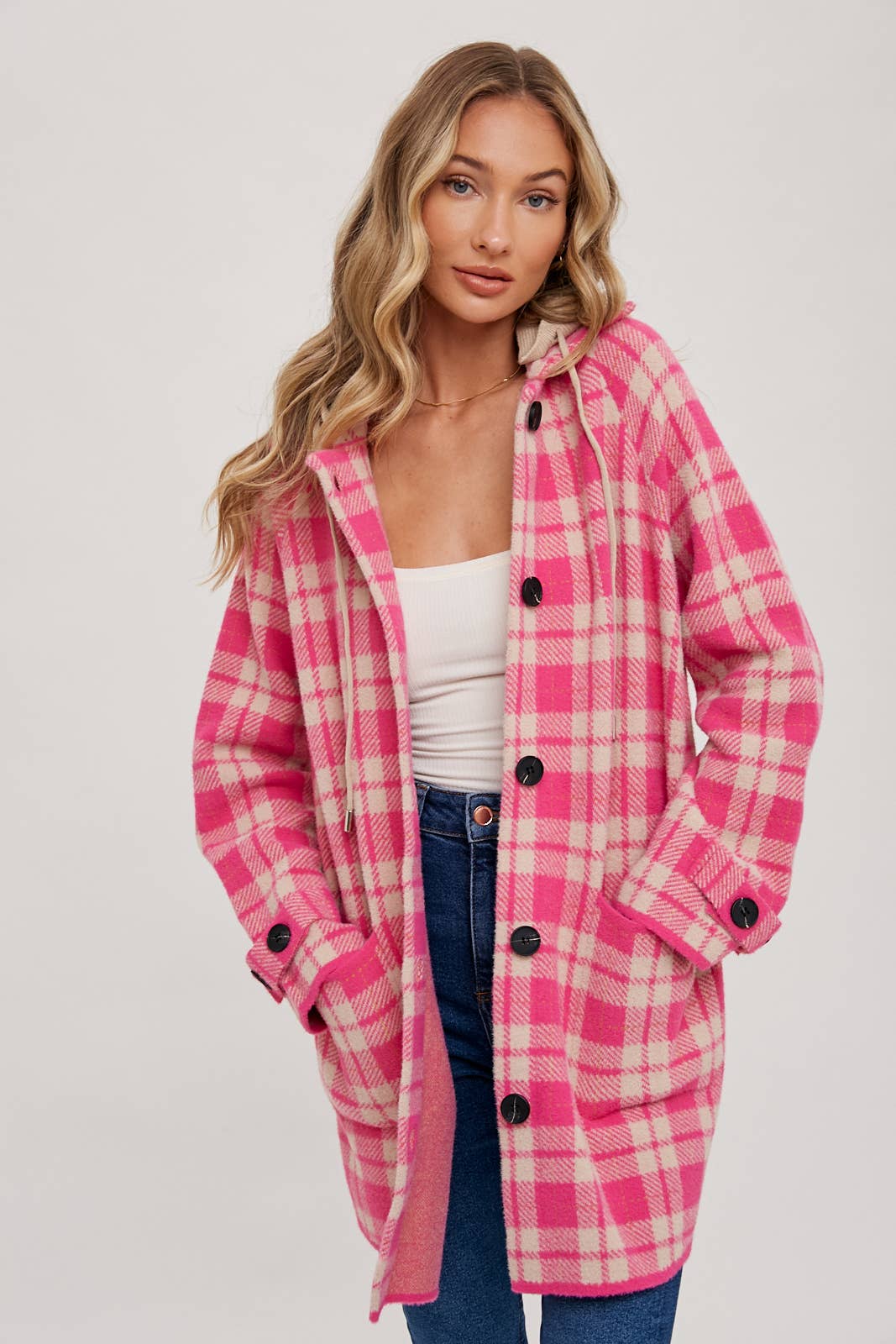Bluivy - Wholesale Jacket - Women's - PLAID HOODIE JACKET1