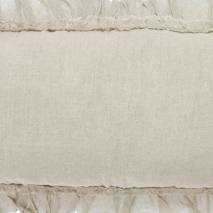 India's Heritage - Wholesale Throw/Decorative Pillow - Shabby Chic Linen Long Ruffle Pillow I 14"x 42" I 3 colors11