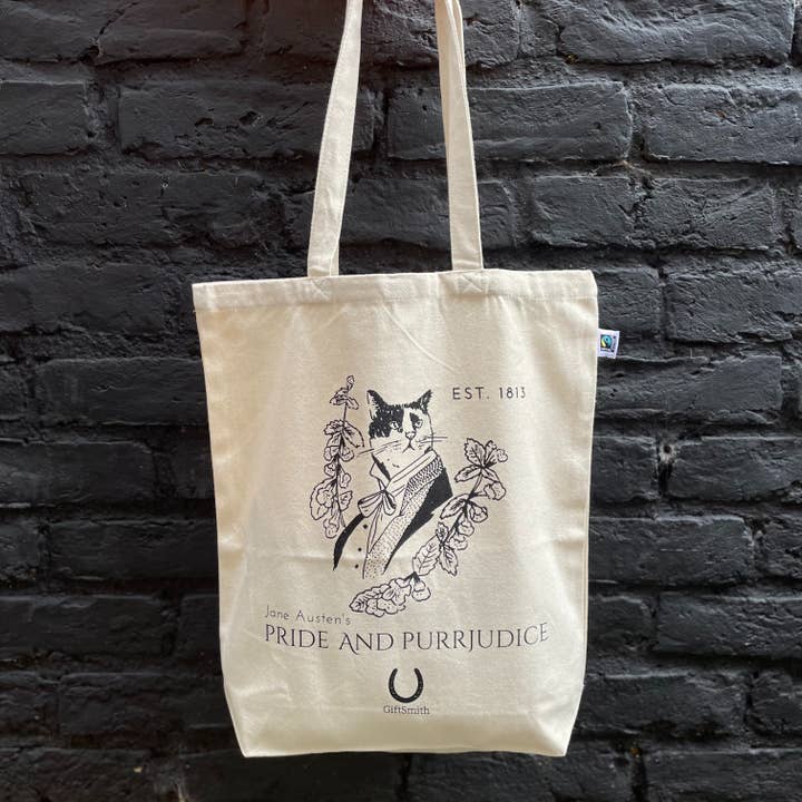 GiftSmith - Vente Tote bag – femme - Sac cabas Pride and Purrjudice Mr Darcy Fairtrade4