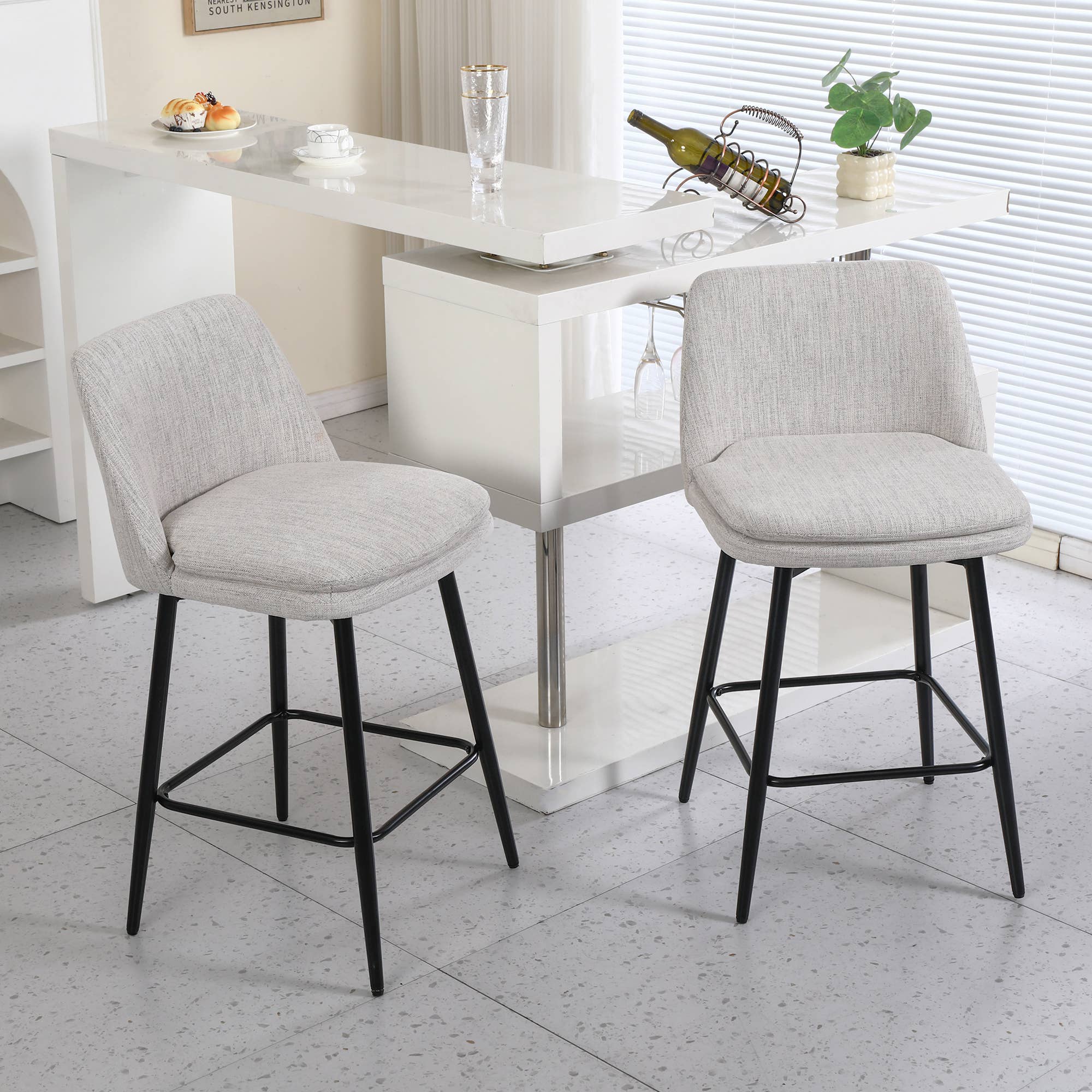 HOMYCASA DESIGN INC - Vente Tabouret - Tabourets de Comptoir Pivotants Ensemble Hauteur 26" Option Lin/Cuir PU30