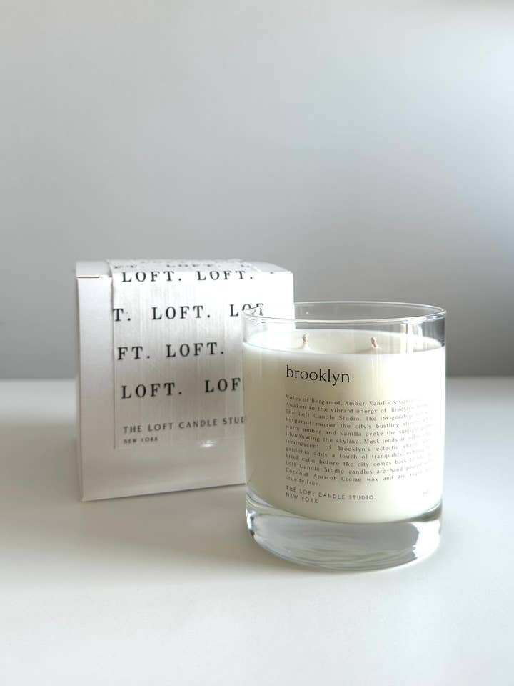 Vanilla and Bergamot 8oz Natural Scented Glass Candle for wholesale by The Loft Candle Studio
