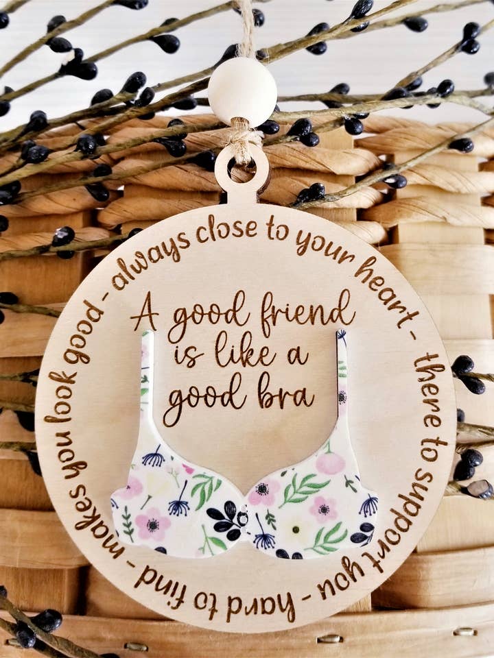 Good Friends Are Like Good Bras Best Friend Ornament for wholesale by SHY Designs, LLC