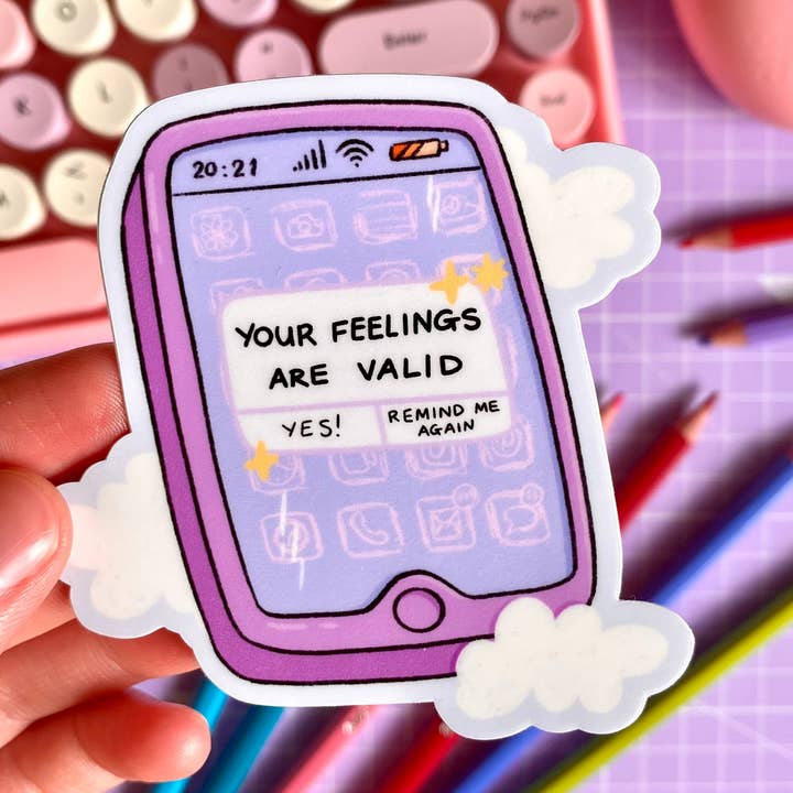 „Dine følelser er gyldige“ diecut klistermærke for engroshandel hos Afroditi's Art