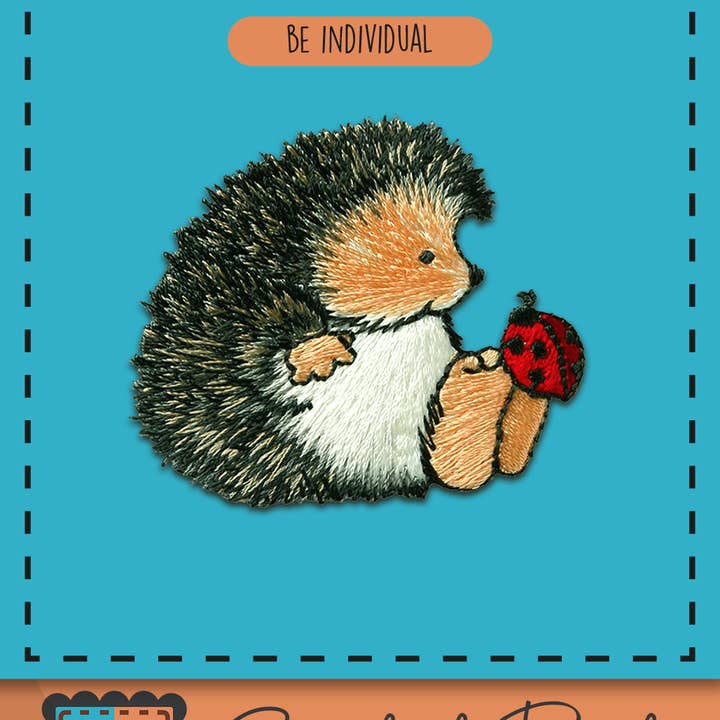 multicolored Iron-on Patch - Margaret Sherry hedgehog beetle animal for wholesale on Faire