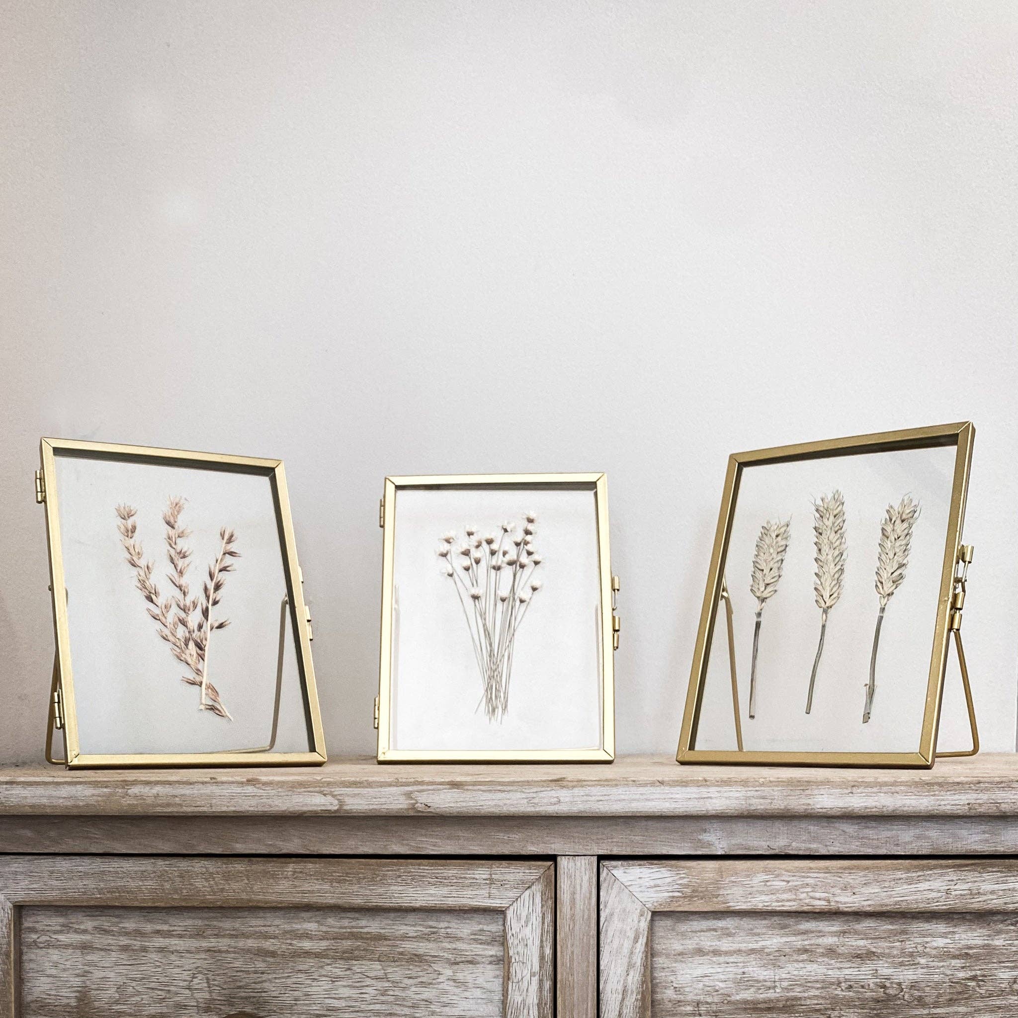 Coultura – wholesale Dried/pressed flowers – Gold Pressed Flower Frame: Natural Star Daisies - Small2