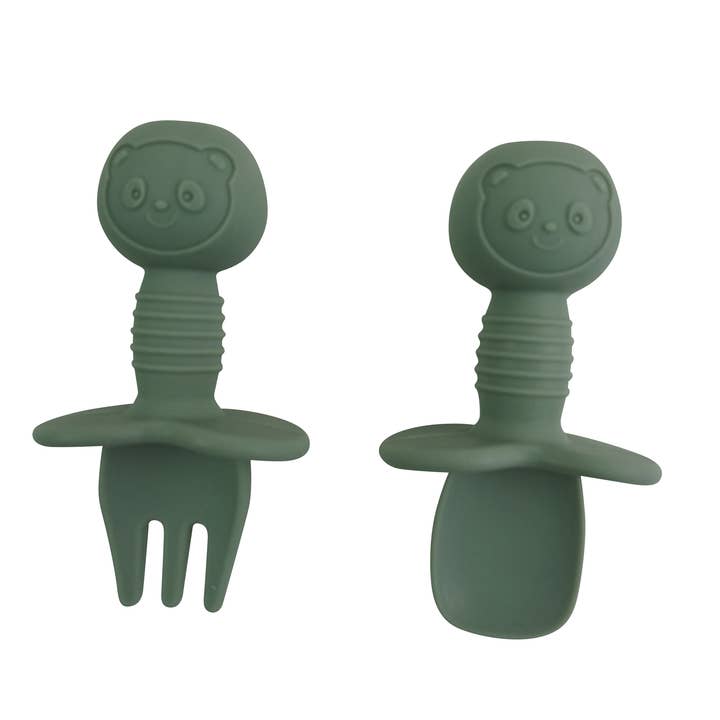 Tiny Teethers - Vendita all'ingrosso Set di posate - Bambini e neonati - Set di utensili in silicone Mini Forch+Cucchiaio