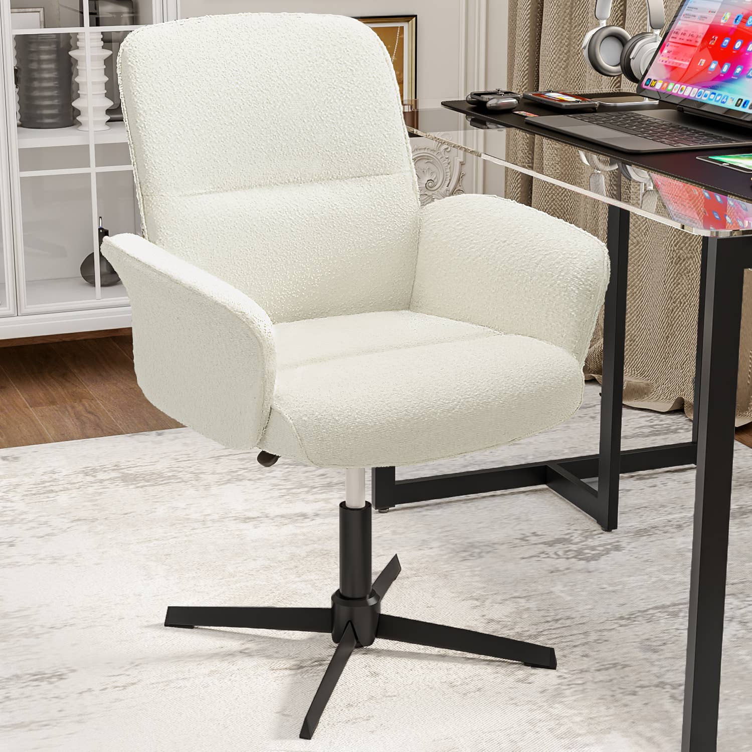 39F Inc. - Wholesale Chair - THOMASINA Relax Swivel Accent Chair/Office Chair-White0