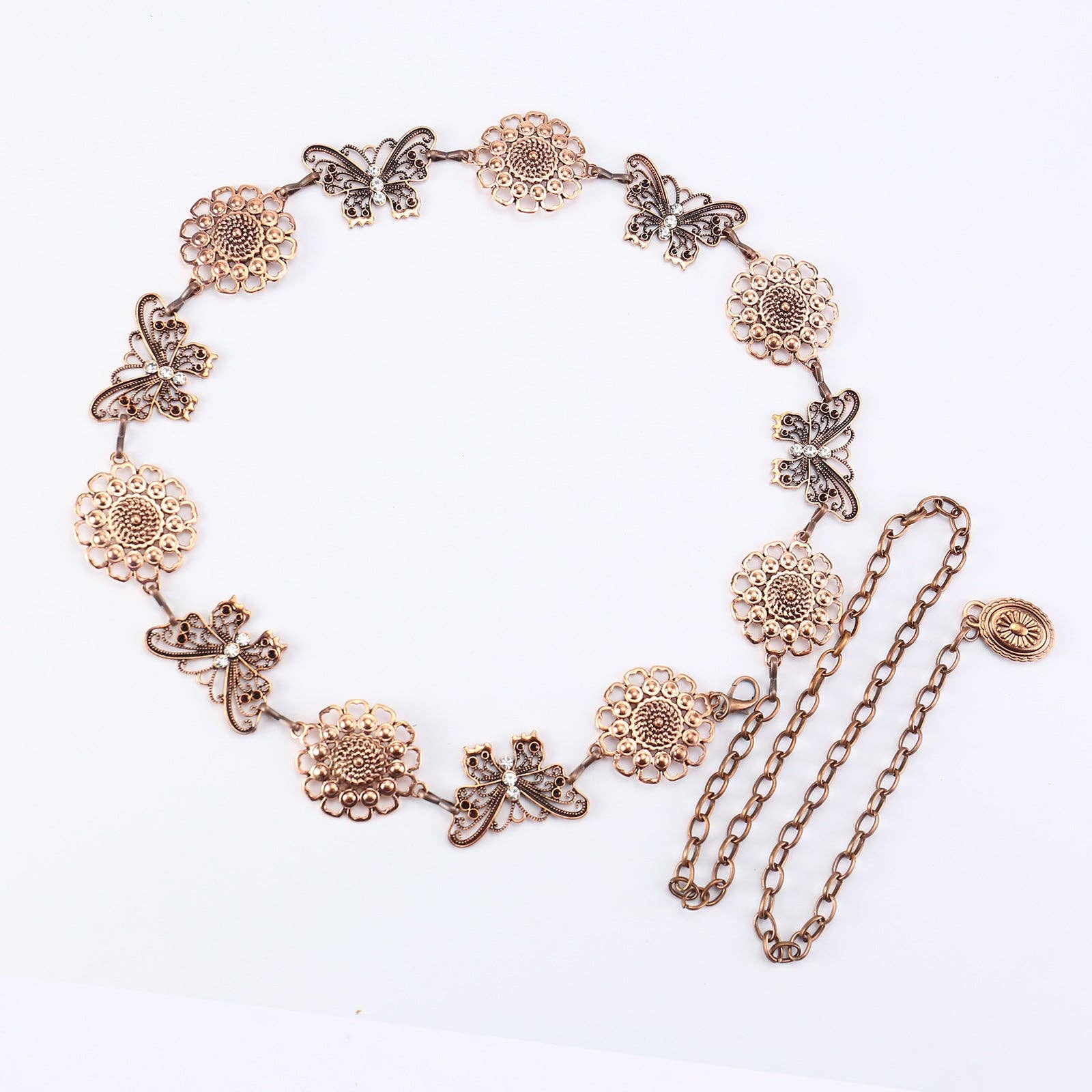 SALINA TRADING INC – Großhandel Gürtel – Damen – Metallkettengürtel mit Schmetterlings- und Herzdesign5