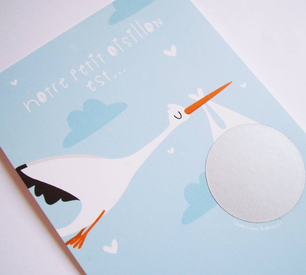 Mimosa Chroma - Wholesale Baby Card - Scratch card announces baby's gender - stork2