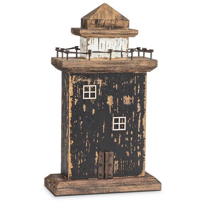 Abbott - Wholesale Decorative Tabletop Object - Large Rustic Lighthouse-Black-14"H