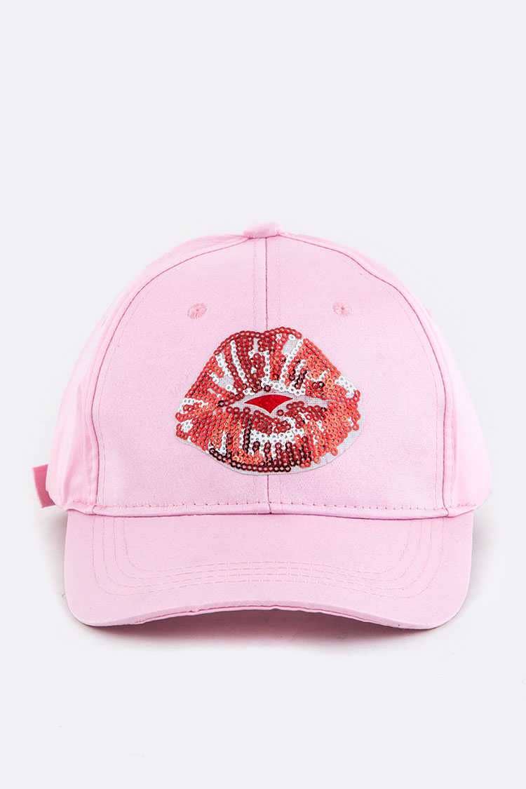 LA Jewelry Plaza - Wholesale Baseball Cap - Women's - Sequin Kiss Lip Patch Cotton Cap9