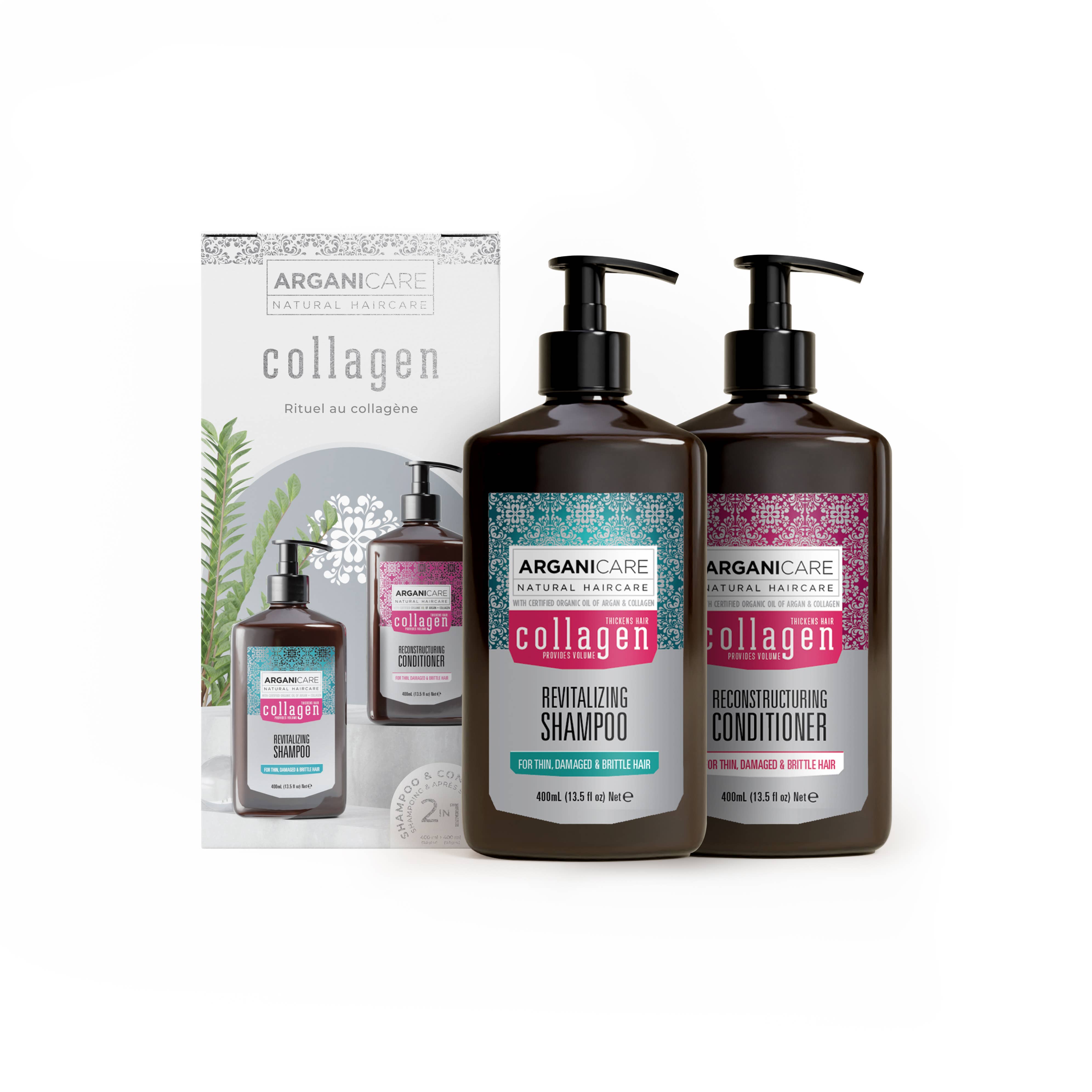 ARGANICARE - Vendita all'ingrosso Set shampoo e balsamo - Set shampoo e balsamo al collagene