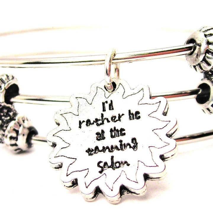 I'd Rather Be At The Tanning Salon Triple Style Bracelet for wholesale by Chubby Chico Charms