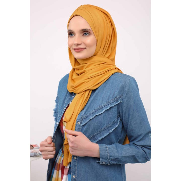 Aisha's Design - Wholesale Hijab - Women's - Soft Jersey Hijab Shawl for Women, 95% Cotton and Comfortable Ready to Wear Women Headscarf, Cross Stich Instant Pre-tied Hijab Shawl,PS-41134