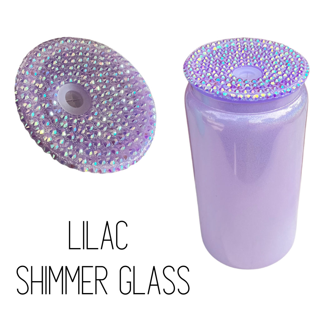 Sublimation Kings of Florida - Wholesale Drinking Glass/Cup - 16 oz Shimmer Holographic Sublimation Glass with Bling Lid1