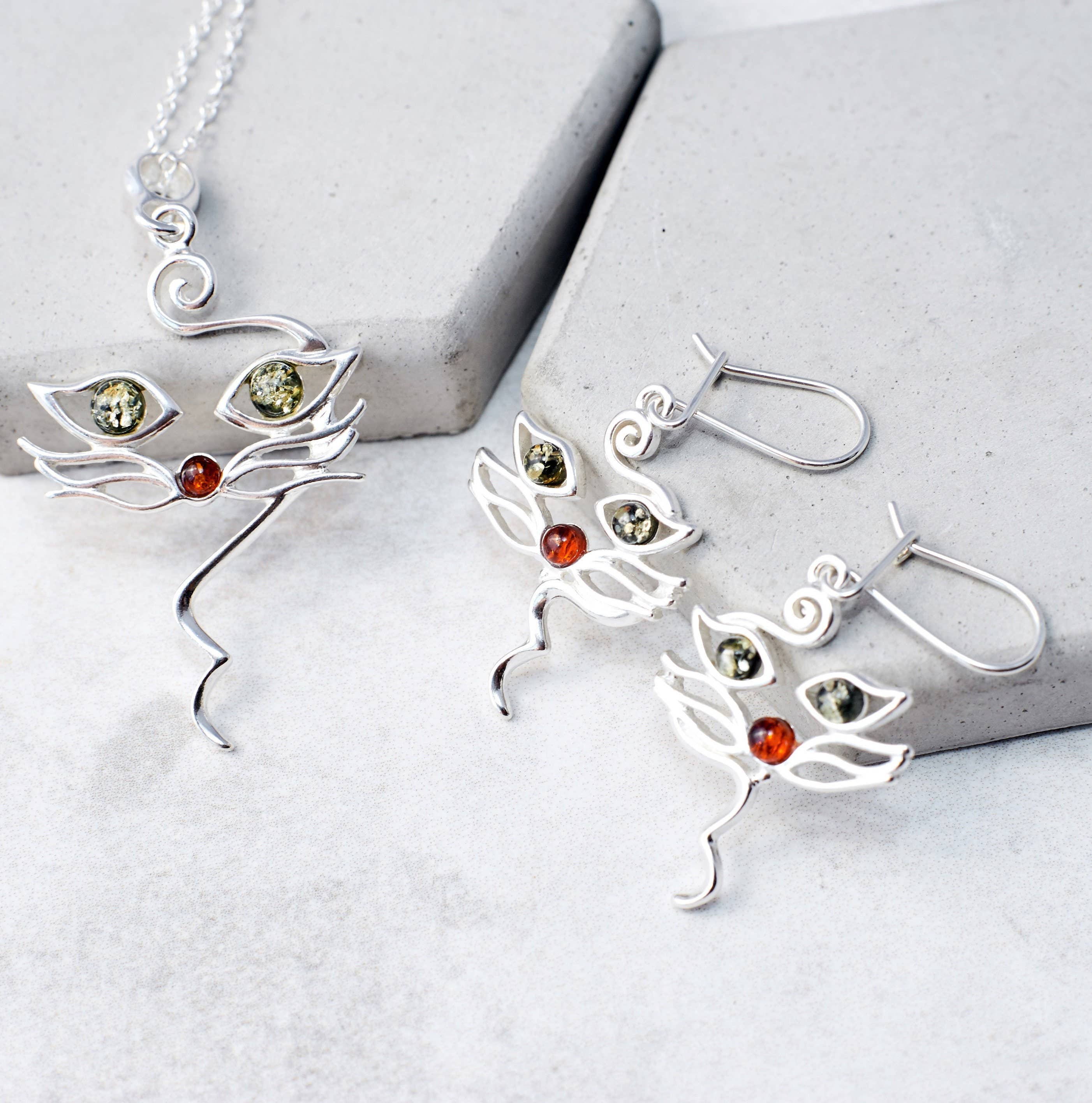 Marcin Waryszak – wholesale Dangle earrings – Baltic Amber Cat Earrings Silver Cat Earrings Amber Kittens7