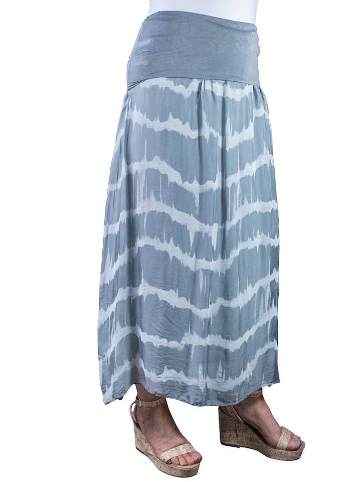 TINA Stephens Italy/Tees By Tina - Venta al por mayor Falda - Mujer - Falda de cintura plegable de seda Tie Dye Brenda (SL204TD)