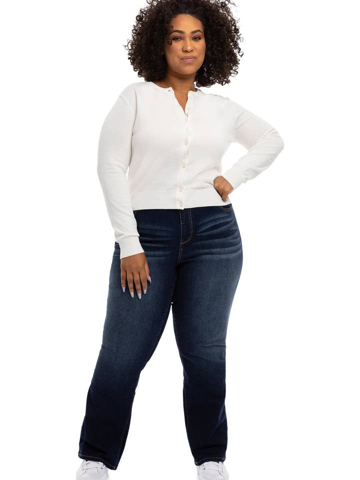 PLUS SIZE 32" HIGH RISE SLIM BOOT JEANS i Lennox för wholesale av 1822 Denim