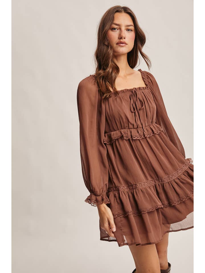 Forte - Wholesale Dress - Women's - Crinkled Tiered Boho Mini Dress FD00059