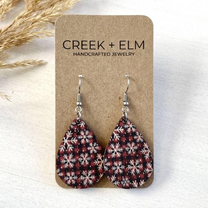 Brincos de Cortiça em Forma de Gota - Flocos de Neve por atacado de Creek and Elm