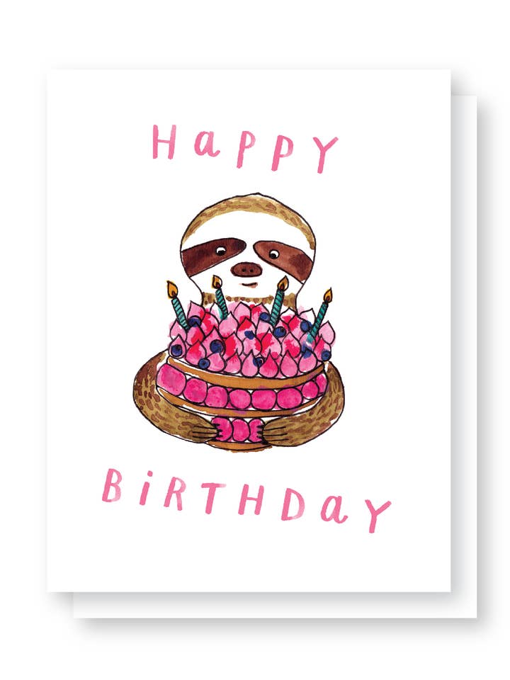 Happy Birthday Sloth Card for wholesale by Handzy Shop + Studio