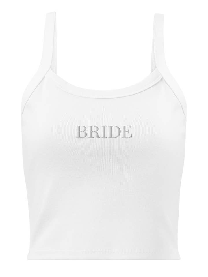 BRAUT Weißes Besticktes Tanktop für den Großhandel von kash co studio