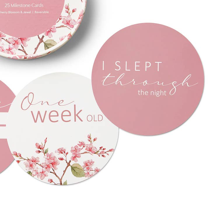 Cherry Blossom & Jewel Reversible Milestone Cards Cherry Blossom & Jewel Reversible Milestone Cards