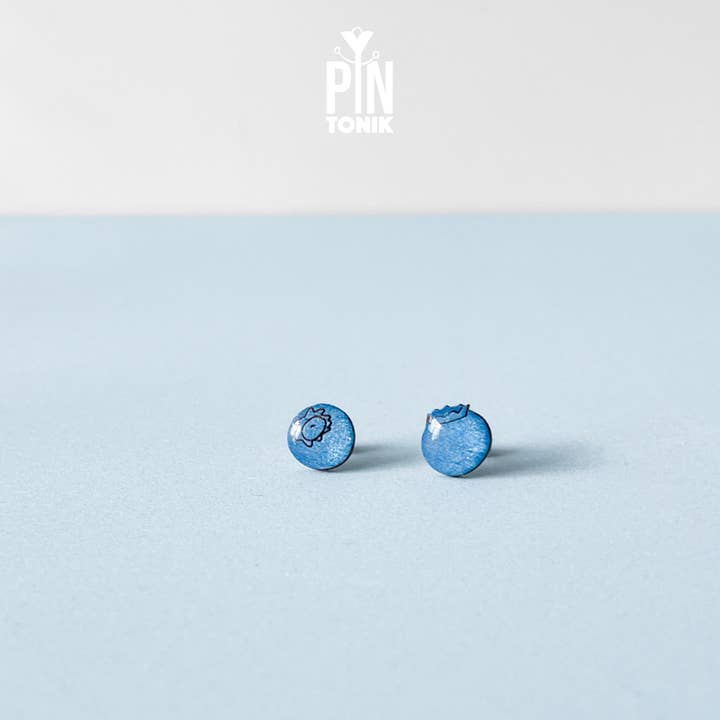 PinTonik - Wholesale Stud/Post Earrings - Blueberry Wood Mismatched Stud Earrings Stainless Base4