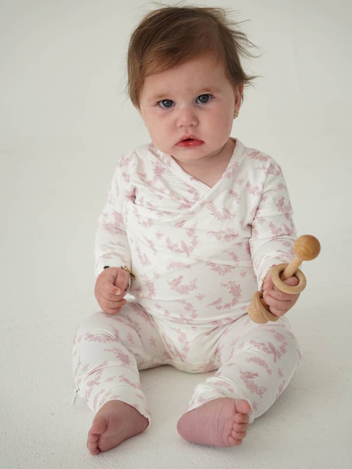 Little Threads - Wholesale Sleepsuit – Baby - Little Pink Bird Bamboo Wrap Footie5