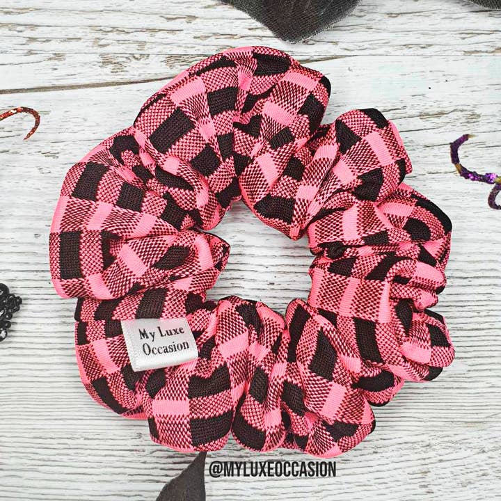 Elastico a quadretti rosa fluo - Halloween per la vendita all'ingrosso da parte di My Luxe Occasion