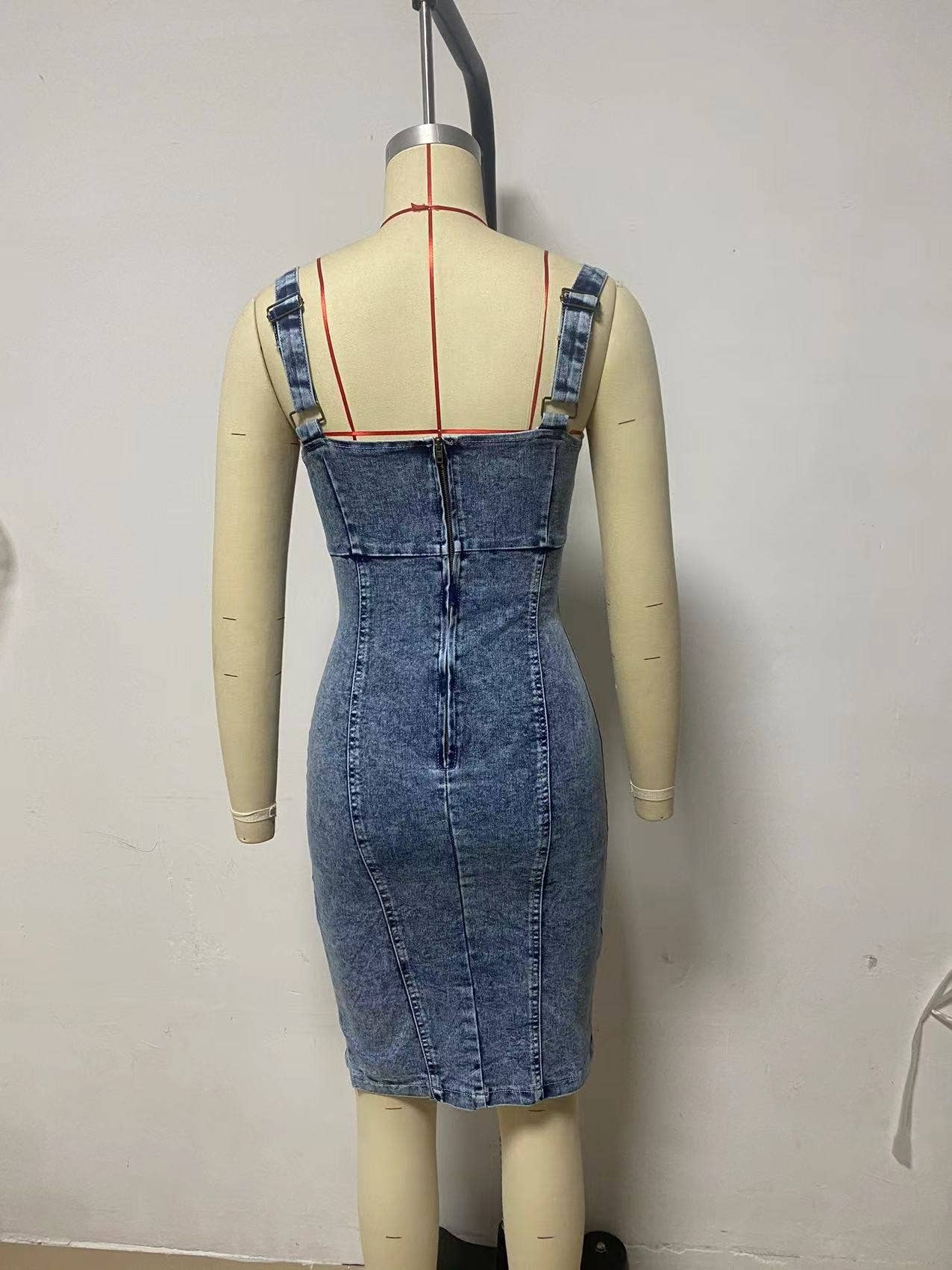 Hope & Sunshine - Wholesale Dress - Women's - U-Neck Halters Casual Denim Dresses3
